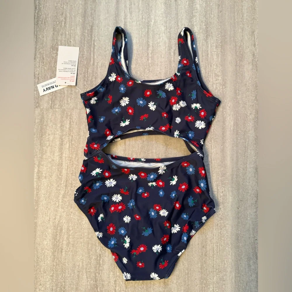 Old Navy cutout red / white / blue one-piece swimsuit